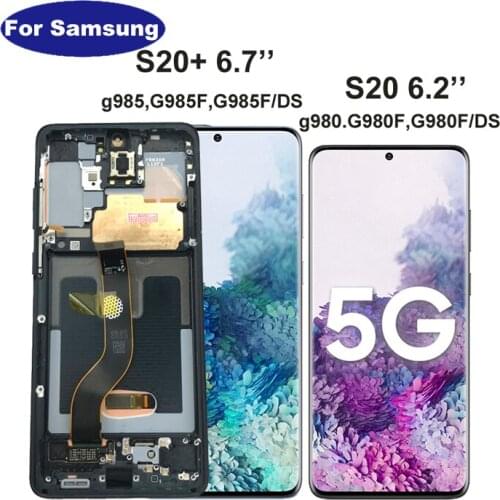 For Samsung Galaxy S20 Lcd G980 G980F G980F/DS with Frame Display Touch Screen Digitizer For Samsung s20 plus LCD G985 G985F