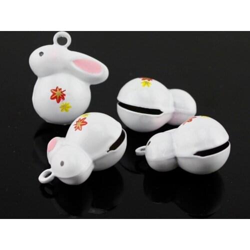 Enamel Rabbit Bell Pendant Charms Christmas Festival Party Decor DIY Jewelry Accessories