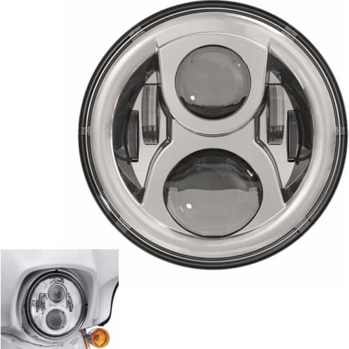 Motorcycle Headlight 7" LED Projector Motor Chrome H4 Headlight For Harley Street Glide Softail FLHX FLD Yamaha Road Star