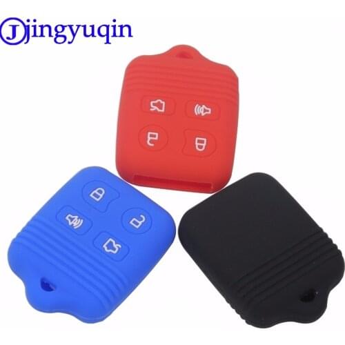 Jingyuqin 4 Buttons Silicone Key Fob Case Cover For Ford Focus Freestye F150 F250 E150 Ranger Explorer Econoline Lincoln Mercury