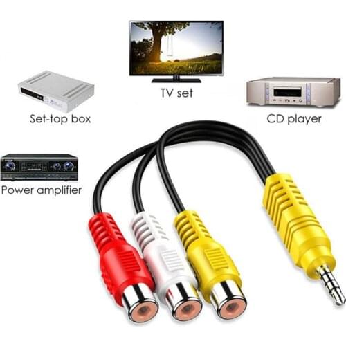 3.5mm Jack To 3 RCA Male Audio Video AV Cable AUX Stereo Cord 3.5MM To 3 RCA Cable Video AV Adapter Cable For TCL TV Wire