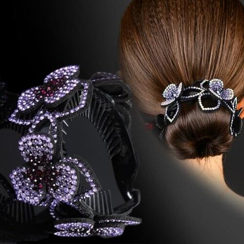 Korean Sweet Round Hairpins For Women Fashion Rhinestone Hair Claw Barrette Crab Clips Styling Make Up Tool Hair Accessories