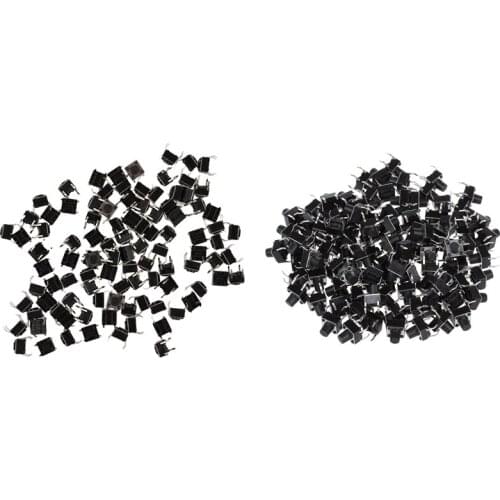 LBER 100 Pcs 6X6X7mm Momentary Tactile Tact Push Button Switch 4 Pin DIP Through Hole & 100 Pcs 6X6X4.5mm