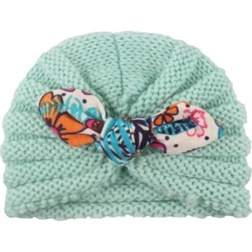 Cute Baby Hat Winter Newborn Infant Toddler Kids Caps Girls Boys Hats Soft Warm Crochet Knit Hat Print Rabbit Ear Beanie Cap