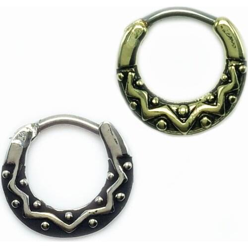 Fashion Septum Ring Clicker Nose Piercing Rings 16G 8mm Stainless Steel Alloy Vintage Style Antique Silver Gold Body Jewelry New