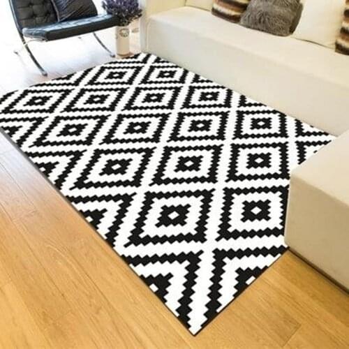 Nordic fashion black and white rectangle carpets for living room Coffee table large area soft rugs Modern Simple Bedroom carpet