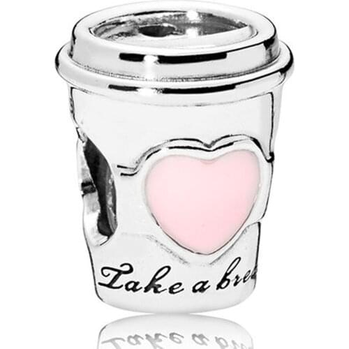 Drink To Go Charm 100% Real 925 Sterling Silver Cup Beads Charms Fit Original Bracelet Diy Jewelry