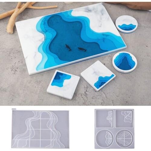 New DIY Tray Silicone Mold Silicone Rolling Tray Handle Mold Epoxy Resin Molds Trays Table Mat Crafts Decoration