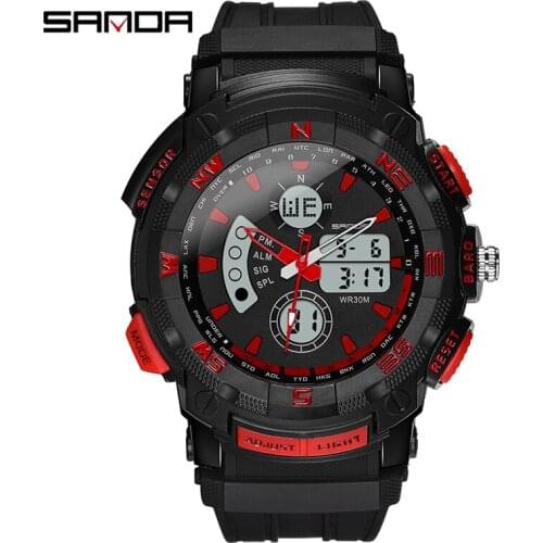 New Sanda 775 Military Men Wrist Watch Army Dual Time Led Analog Clock Waterproof Sport Digital Quartz Watch Multifunction Clock