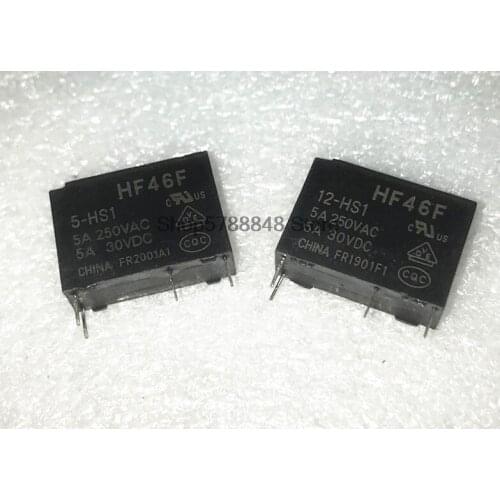 New 30PCS/lot HF46F-24-HS1 HF46F-5-HS1 HF46F-12-HS1 HF46F 24-HS1 HF46F 5-HS1 HF46F 12-HS1 5A 250VAC Pin4
