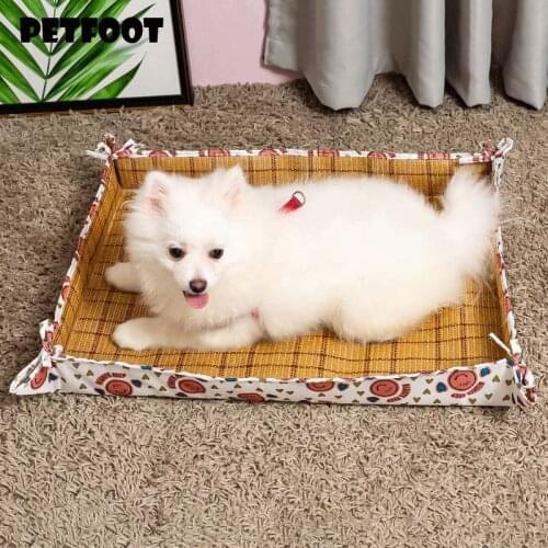 Summer Dog Cooling Mat Pet Cool Pad Breathable Rattan Non-Slip Bottom Cat Blanket Cushion for Kennel Sofa Sleep Bed
