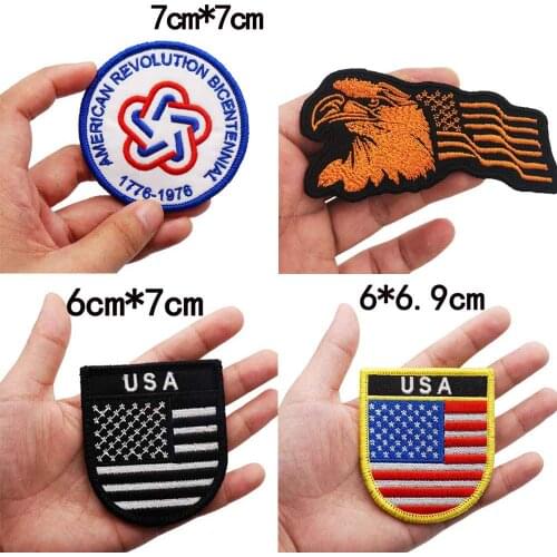 Eagle US Flag Facing Left Patch Embroidered Applique Sewing Label punk biker Patches Clothes Stickers Apparel Accessories Badge