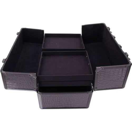 Portable foldable tape lined with black high-end makeup case 180821120