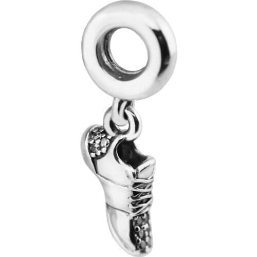 Clear CZ Crystal Running Shoe Sports 925 Sterling Silver Beads for Jewelry Making Fashion kralen DIY Charms Fit Charm Bracelet