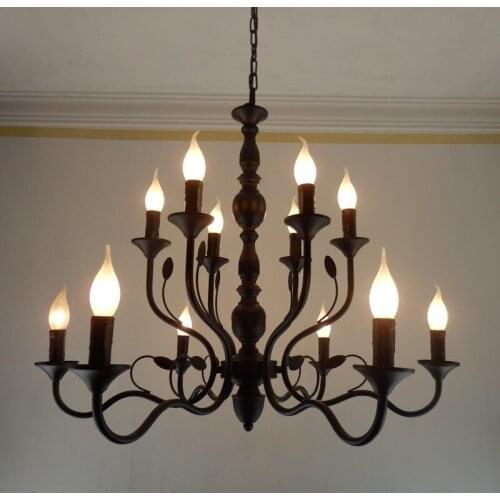 Retro Chandelier Lighting Black Wrought Iron Chandeliers for Dining Room Industrial Vintage Ceiling Chandelier Lighting Bedroom