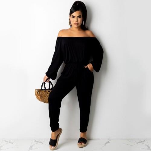 RMSFE 2021 Womens Long Sleeve Straight Neck Fashion Solid Color Loose Casual Flat Shoulder Bandage Pants Two-Piece Set