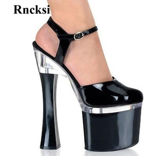Rncksi New Pumps Sexy 18cm Square High Heels Women Wedding Night Club Party Pole Dance Sandals Straps Platform sandals shoes