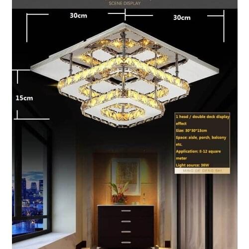 Luxury Free shipping The new modern minimalist LED square entrance hallway crystal living room bedroom ceiling lamps