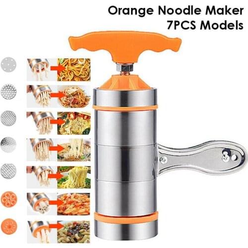 7 in 1 Stainless Steel Manual Pasta Maker Noodle Maker Press Spaetzle Machine Kitchen Tool Gadgets and Accessories with 7 Molds