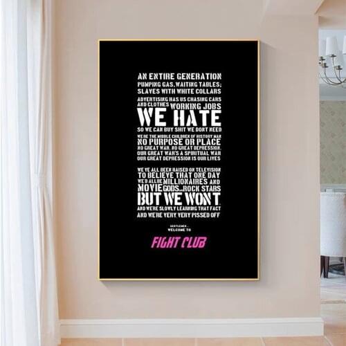 SP088 Silk Cloth Wall Poster Fight Club Brad Pitt Classic Movie Art Home Decoration Gift
