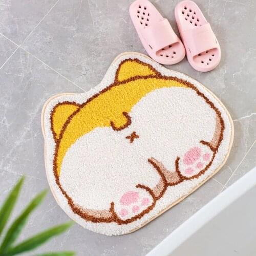 Cute Corgi Bath Rug Bathroom Non-Slip Toilet Door Mat Entrance Door Absorbent Mat Anti-Slip Door Mat Bathroom Door Entrance Mat