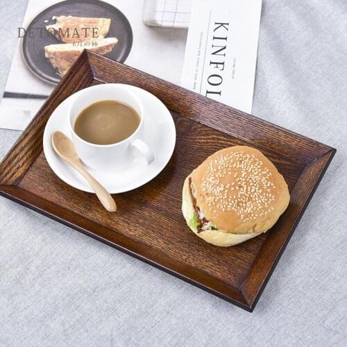 Beveled Wooden Tray Household Practical Tableware Rectangular Wooden Fruit Plate