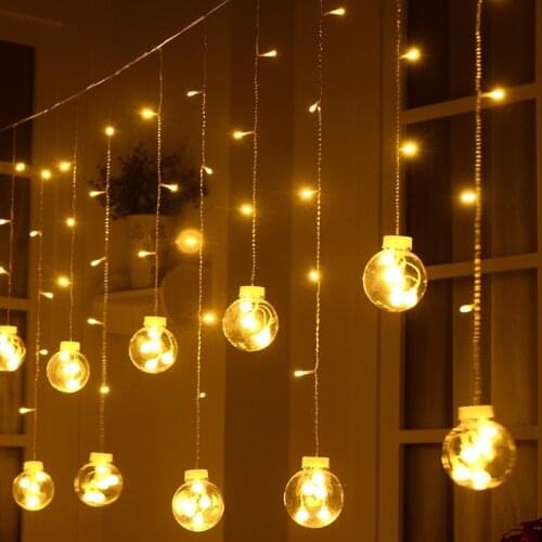 3.5M 12 Balls LED Globe String Lights For Wedding Christmas Birthday Party LED Plug Lights Decoration Curtain Bar Lights