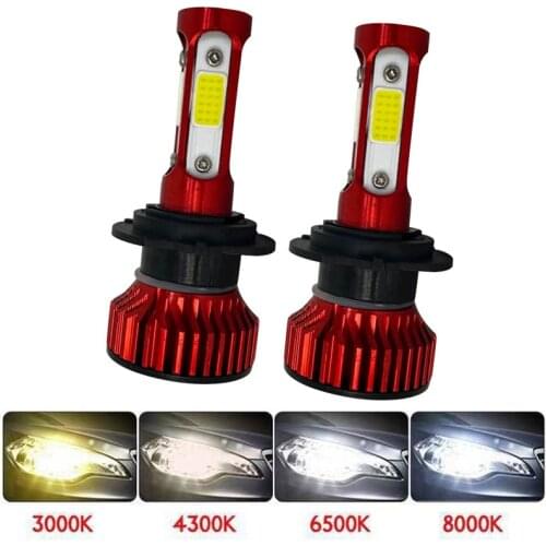 LED Mini 4sides Car Headlight Fog Lamp 9012 HIR2 HB2 9005 9006 HB4 HB3 H11 Bulb 6000K White H1 H7 H4 Auto light Car Accessories