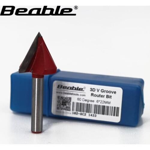 Beable CNC solid carbide end mills 6*22*60 Degree router Woodworking tool cutting tools milling machine tooling cutting end mill