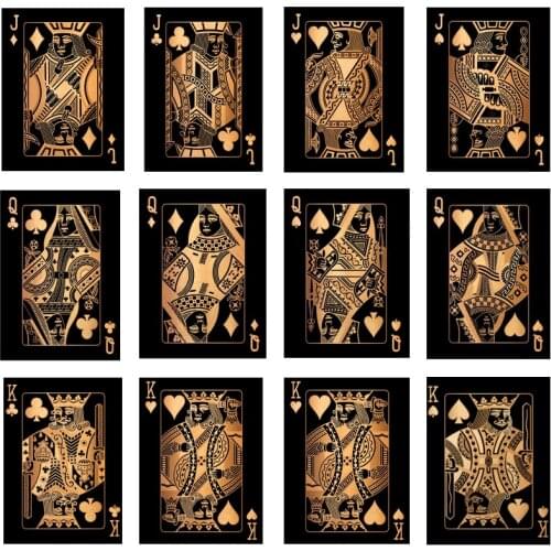 Gold Playing Cards King Queen Jack Canvas Painting Wall Art Posters Abstract Cuadros Pictures for Club Bar Home Decoration