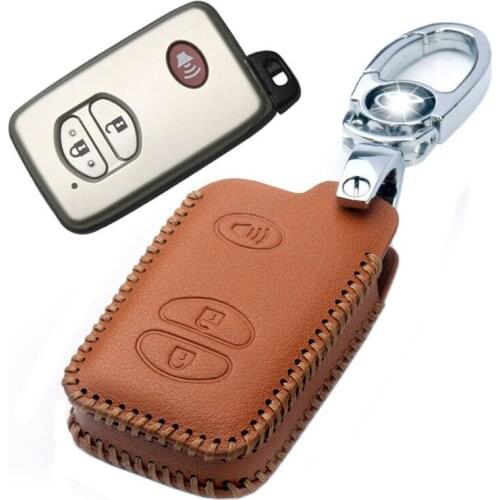 1 Pcs Fashion Real Leather Car Key Fob Case Cover Holder Skin Shell For TOYOTA 4Runner Prius Camry Avalon 86 Stying Accessories