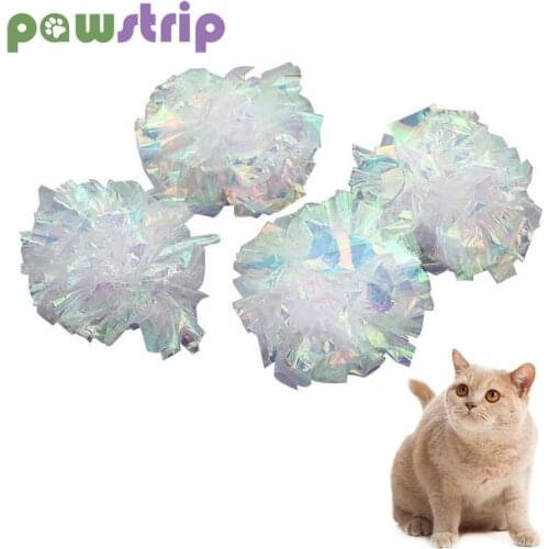 10Pcs Cat Toys Mylar Crinkle Ball Cat Toy Interactive Sound Ring Paper Toy for Kitten Playing Balls Squeak Toys Cat Supplies