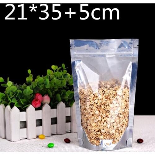 100pcs Stand up 21x35cm Clear Plastic Aluminum Foil Package Packing Mylar Bag Self Sealing ZIpper Zip Lock Packaging Bag