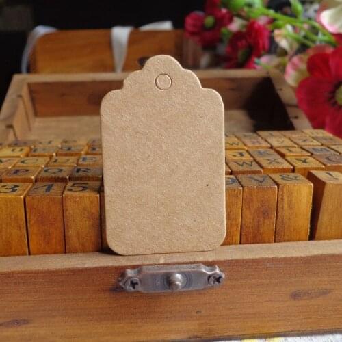 100pcs Kraft Gift Tag Blank Garment Tags With Scalloped Edge Wedding Party Paper Tag Price Label Hang Tag Hemp String Included