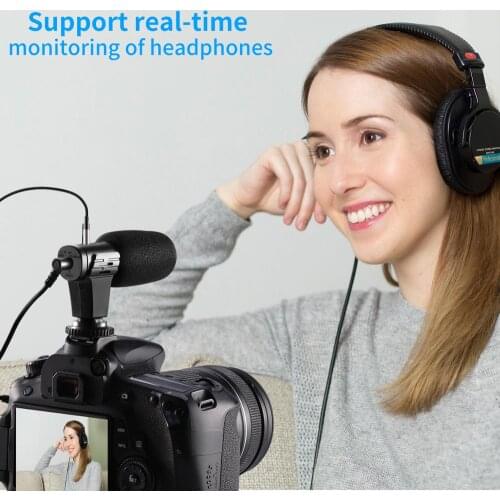 3.5mm Real-time Monitoring Cardioid Stereo Phone Microphone Video Camera Interview Mic Condenser Recording Microphone For Gopro