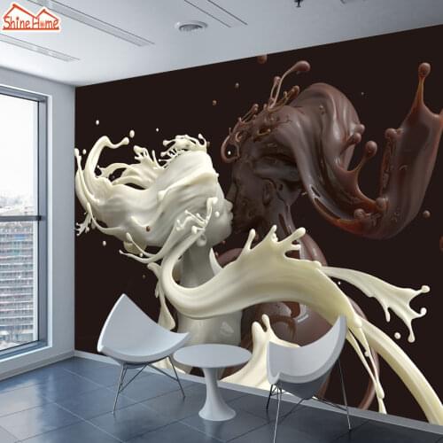 ShineHome-Wallpaper 3d Stereoscopic for Walls Wallpapers 3 d Coffee Milk Lovers Chocolate Ccream Sculpture Cafe Bar Wall Paper
