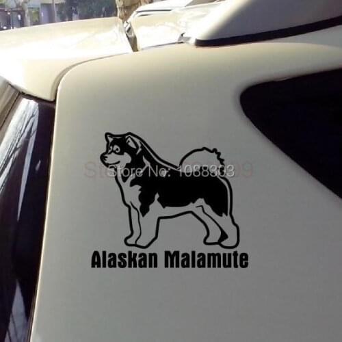 Car Styling Creative Animal Pet Dog Alaskan Malamute Car Sticker Decals for Car Whole Body Window Tail 14x11cm