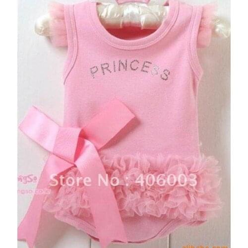 Free shipping lace princess baby girls clothing romper 3 pieces/lot,6m-24m