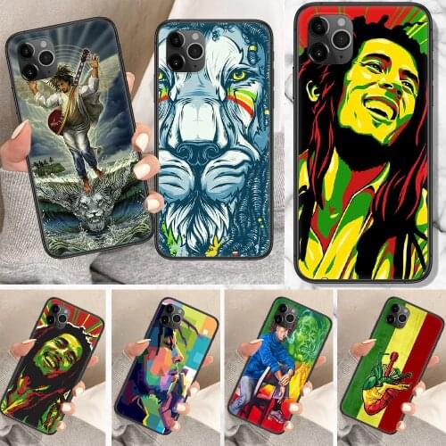 Singer Bob Marley Phone Case For iphone 5 5S SE 2 6 6S 7 8 11 12 Mini Plus X XS XR Pro Max black luxury cover soft cell cover