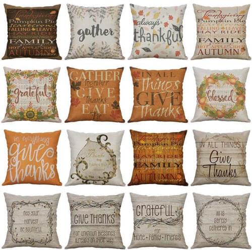 45*45CM Letter Cushion Cover Pillow Sofa Decor Case Home Thanksgiving Day Pillowcase 18"