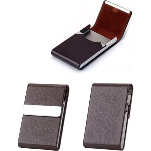 Weduoduo New Women Men Business ID Credit Card Holder Fashion Brand Metal Aluminum Card Case PU Leather Name Holder