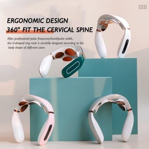 Electric Pulse Stimulator Neck Massager Low Frequency Magnetic Therapy Voice Broadcast TENS Cervical Health Care Relaxation