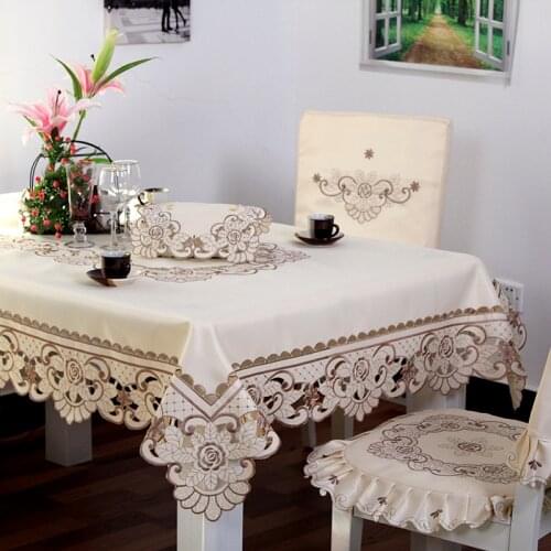 TY010 European pastoral tablecloth embroidered table cover for wedding decoration dustproof dining table cloth chair cover
