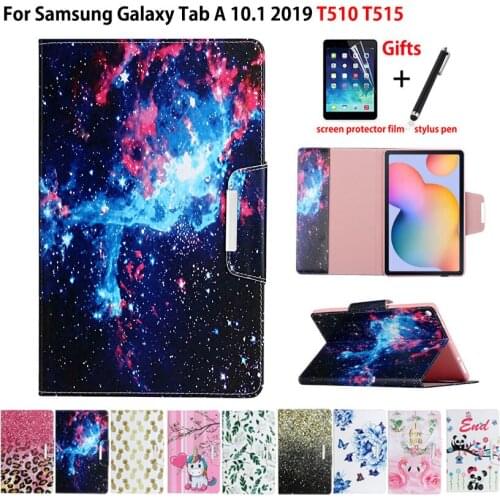 SM-T510 Case For Samsung Galaxy Tab A 10.1 2019 SM-T515 T510 T515 Cover Funda Tablet Cartoon Print Silicone PU Leather Shell