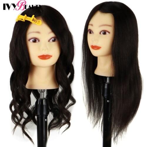 Real Human Hair Mannequin Head For Salon Hairdressing Hair Style Practice Cosmetology Professional Styling Head Mannequins Head
