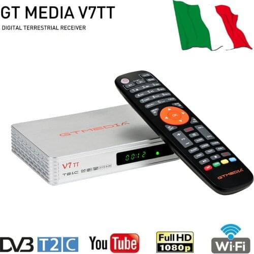 Hot Sale For Italy GTMEDIA V7TT Terrestrial TV Receiver DVB-T2/C Tuner H.265 HEVC 10bit Decoder Digitale Terrestre DVB T2 Italia