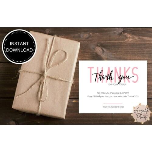 EDITABLE Simple Business Thank You Card Printable for Small Business.Etsy, Poshmark Thank You For Order Card