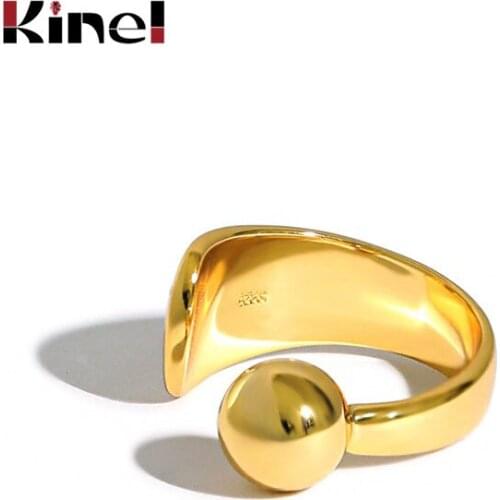 Kinel Silver Rings Minimalist Korea Finger Rings for Women 925 Sterling Silver Fine Jewelry 2020 New Plated 18K Real Gold Gift