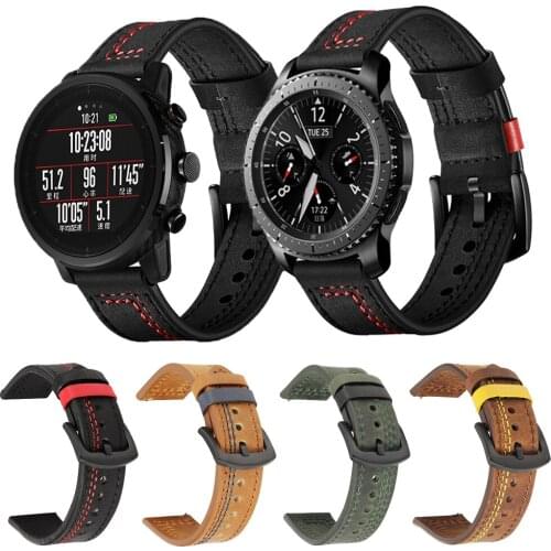 For GTR 42 47 Leather Strap Watchband for Xiaomi Huami Amazfit PACE/Stratos 3 2S Watch Bracelet Band for Samsung Gear S3 Correa
