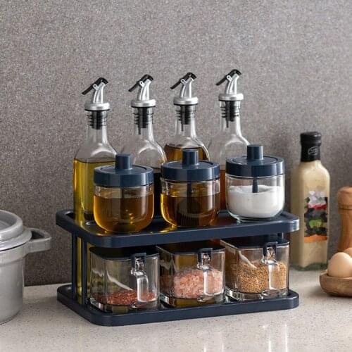 Creative Spice Jars Glass Set Holder Drawer Salt Pepper Oil and Vinegar Bottles Spice Jars Nordic Especiero Kitchen Tools